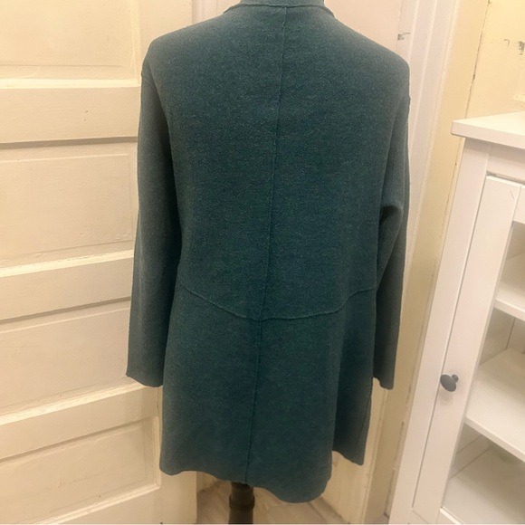 EILEEN FISHER Merino Wool Lightweight Teal Women's Coat Minimalist Cosy Fall - Picture 8 of 9